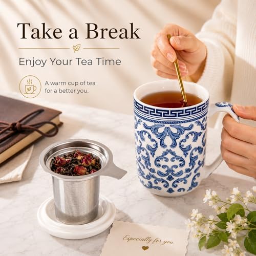 AmorArc Tea Cup With Infuser and Lid, 18oz Loose Leaf Tea Mug With Steeper - Image 6