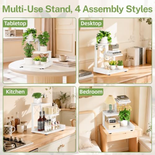 iDavosic.ly Table Top Small Plant Stand, Succulent Holder for Desk, White - Image 6