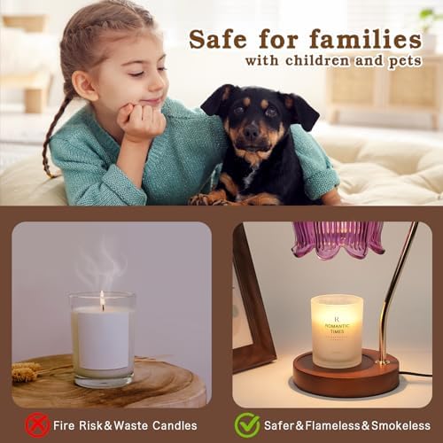 Purple Candle Warmer Lamp with Timer, Electric Candle Warmer, Women Birthday Christmas Gift, Flower Wax Warmer for Yankee Candle Lovers, Vintage Melt Lamp for House Warming Gifts for Mom, Friend - Image 6