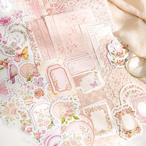 400 Pcs Floral Scrapbook Paper & Stickers, 4 Packs Scrapbook Supplies Kit, Junk Journal Scrapbooking Paper for Journaling, Scrapbooking Embellishments, Planner, Card Making - Image 7