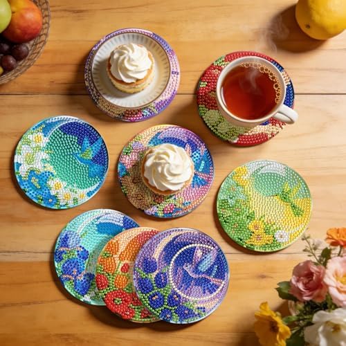 Leatrice 8 PCS Small Diamond Art Coasters Diamond Painting Kits for Adults - Image 7