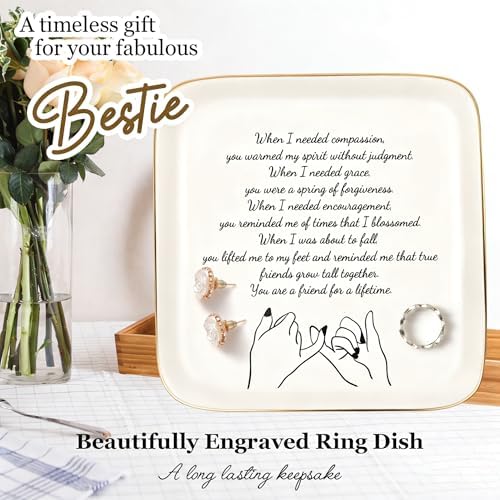 Best Friend Birthday Gifts for Women, Friendship Ceramic Jewelry Dish - Image 7