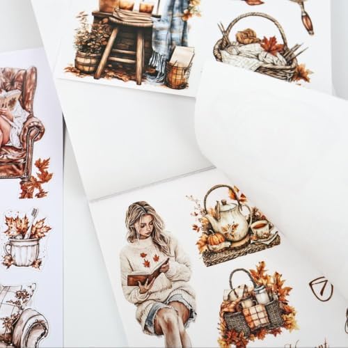 Afternoon Reading Sticker Book for Adults Journaling, 20 Diecut PET Washi Paper Scrapbook Stickers Sheets, Ephemera for Junk Journals Supplies, Scrapbooking, Collage, Bujo, A5 - Image 6