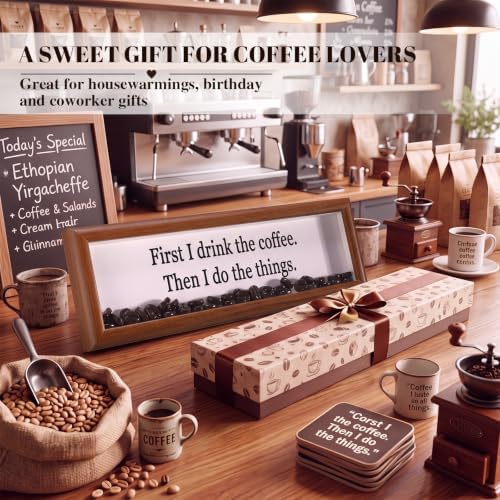 Novabright Wooden Coffee Bar Sign with Artificial Beans Decor, Farmhouse - Image 6