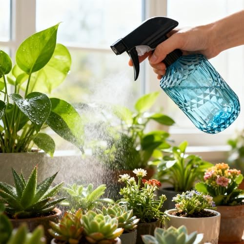 Glass Water Spray Bottle, 15oz Blue, Adjustable Nozzle, 2PCS - Image 6