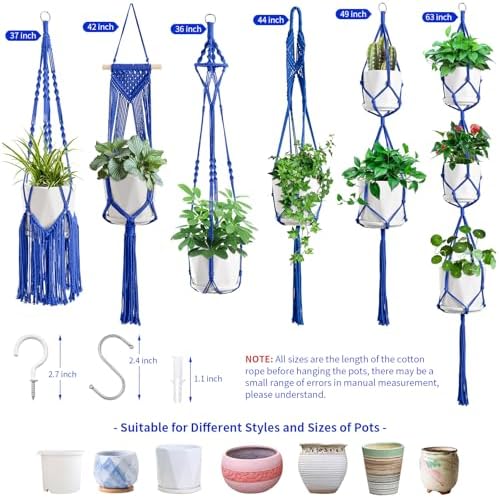 SFENNGPET Macrame Plant Hangers, 6Pack Hanging Planters for Indoor Plants - Image 7