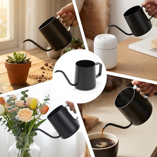350ml Small Watering Can for Indoor Plants, 12oz Mini Plant Watering Pot with Long Spout and Handle, Black Tiny Stainless Steel Watering-Can for Outdoor Indoor Plants Flower Garden - Image 7