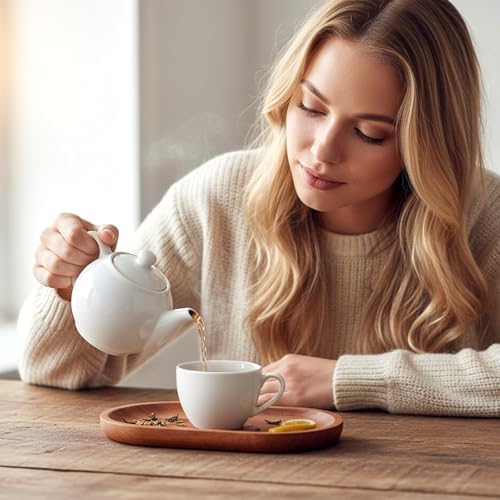 Oval Small Wood Tray, 2 Pack Oval Wooden Small Serving Tray with Edge, Wood Plates for Food Salad Dessert Fruit Bread Kitchen Counter Coffee Bar Bathroom Vanity Organizer - Image 7