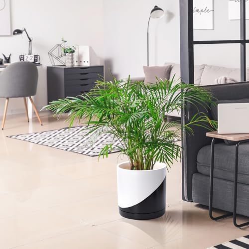 D'vine Dev 12 Inch Ceramic Planter Pot, Black White Diagonal, 94-O-F-K - Image 6