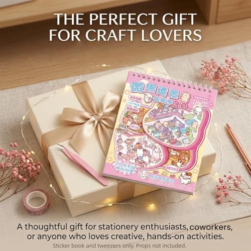 3D Miniature Room Sticker Book, Pink - Image 7