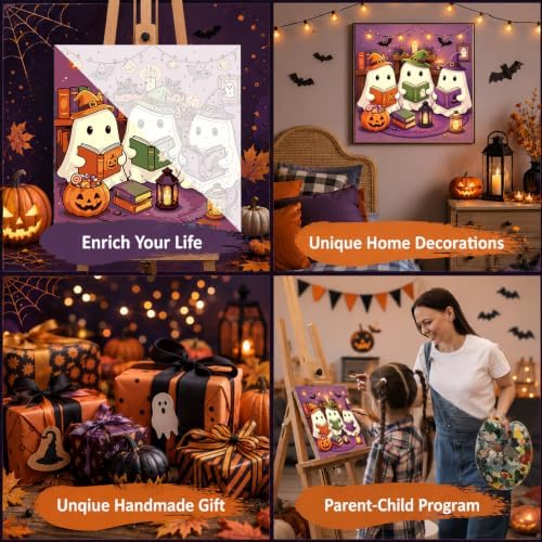 Mandun Halloween Ghost Paint by Numbers Kit for Kids, 8x8 inch - Image 7