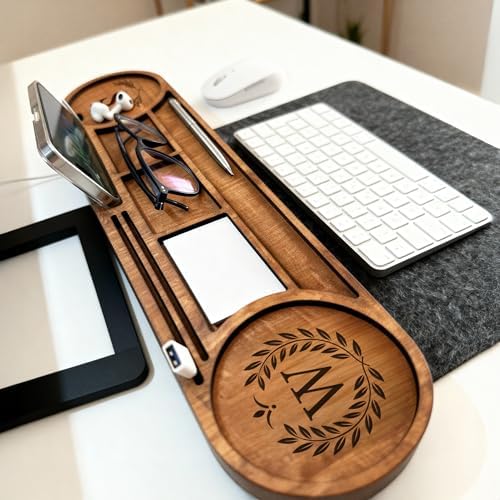 Ships Next Day, Personalized Wood Desk Organizer, Custom Phone & Tablet Stand, Engraved Wood Office Accessory, Custom Docking Station, Custom Organizer Gift - Image 7