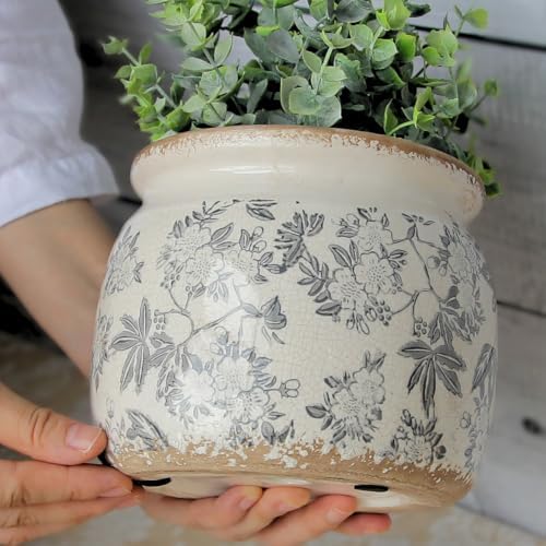 Vintage Ceramic Plant Pots, Old World Flower Pots for Indoor Outdoor Plants - Image 6