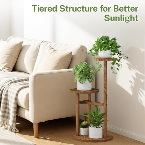 iDavosic.ly 2 Tier Wood Plant Stand Indoor Outdoor Corner Tall Shelf, Brown - Image 7