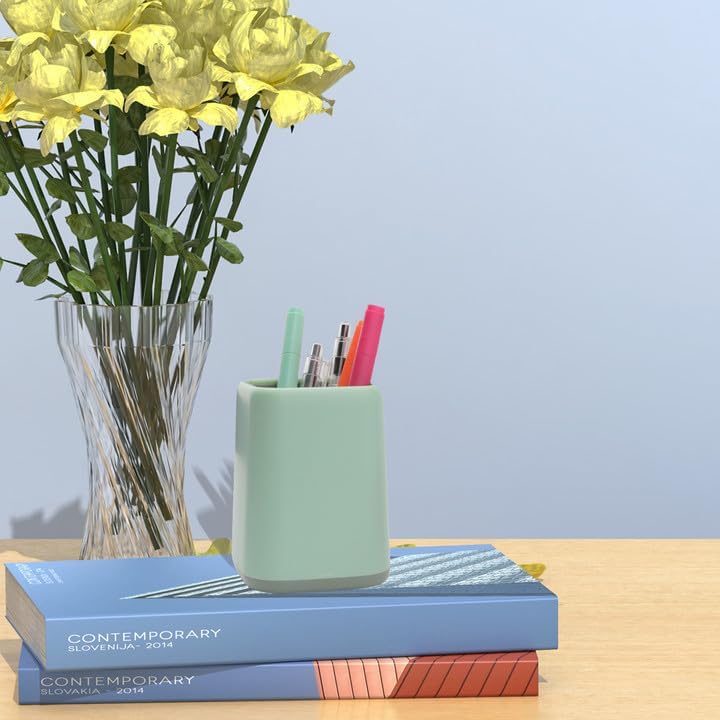 ZUFECY Pencil Holder, Pen Cup Makeup Brush Holder, Desktop Organizer Storage Case Scandinavian Design Stationery for School Home Office Supplies (Green) - Image 5