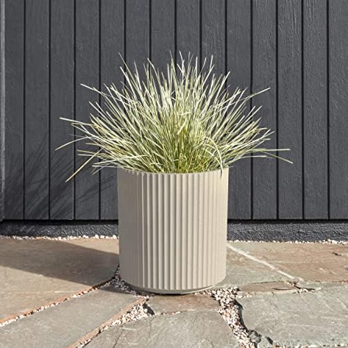 Veradek Demi Series Round Planter for Porch, Patio, Backyard | Durable Plastic-Concrete Material | Modern Décor for Tall Plants, Flowers - Image 6