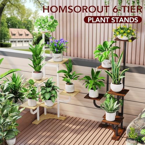 Homsorout Corner Plant Stand with Grow Light - 6 Tier Plant Stand Indoor Square Metal Plant Shelf with Adjustable Light, Plant Organizer for Living Room, Graden, Home Decor, Brown - Image 6