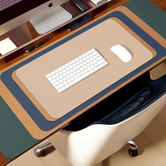 Cork Desk Mat - Small Dual-Sided Desk Pad for Office and Home - Desk Organization and Accessories - Ideal for Large Mouse Pad and Small Desk Mats on Top of Desks(Coffee,23.6"x 13.8")