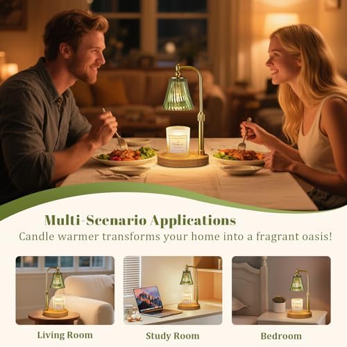 Hong-in Green Candle Warmer Lamp with Timer Dimmable,Birthday Gifts for Women,Adjustable Height Wax Melt Warmer for Jar Candles,House Warming Gifts New Home,Ideal for Office,Dorm,Bedroom Home Decor - Image 6