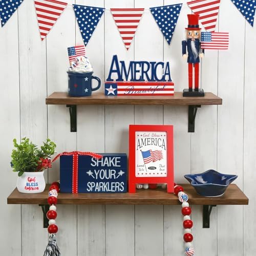 4th of July Decorations for Home 8 PCS Patriotic Tiered Tray Decor Set - Image 7