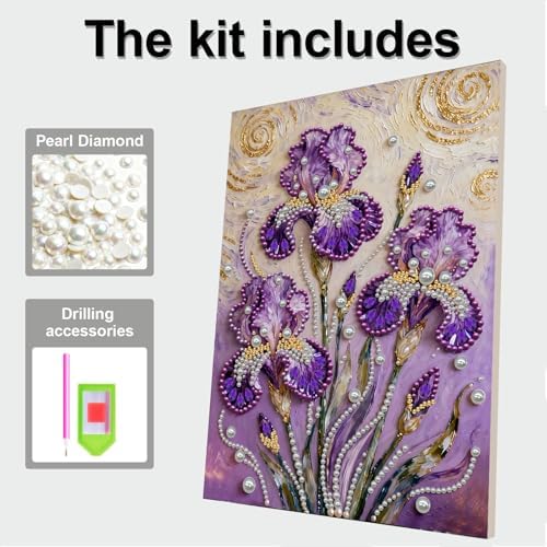 DIY Pearl Painting with Frame, Creative Design, Handmade Stress-Relieving Home Wall Decoration, Includes Frame and Tools-Iris-1 - Image 7