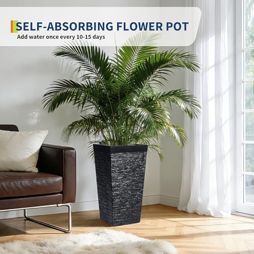 Garvee 22.5" Tall Outdoor Planters Set of 2, Self Watering Tall Planters - Image 7