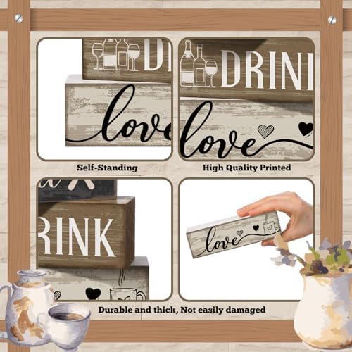 Moucuny 4 Pcs Farmhouse Kitchen Decor Wooden Plate Farmhouse Table Decor - Image 6