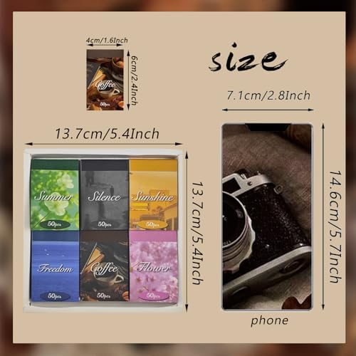 Bomichi Washi Stickers, 6 Sets 300 Pcs Aesthetic Sticker Book for DIY Journaling, Journaling Supplies for Bullet Journal Art Diary Card Craft Gifts Planner Notebook - Image 6