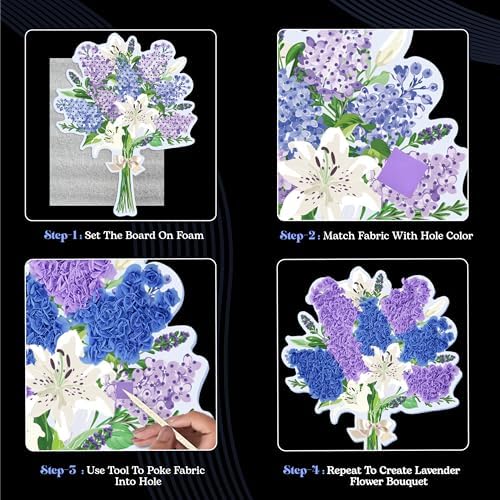 Unwynd Poke Art Lavender Flower Bouquet Kit for Adults, Women and Teens - Image 6