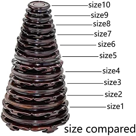Oriental Furniture Wooden Display Stand Base Lotus Pedestal Vase Base Table Lamp Teapot Base Black Catalpa Furniture Stable Home Decoration Size9 (2.60x1.38in) - Image 4