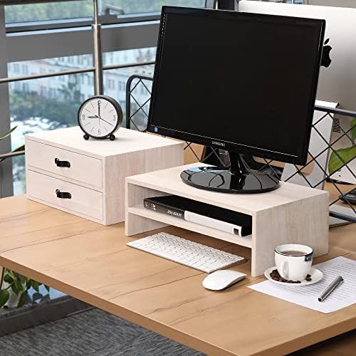 DDYURI Desk Organizer Drawers for Office Supplies Kitchen Storage - Wood Makeup Organizer Box/Countertop Drawers Chest for Dresser Wooden Cabinet Printer Stand Machine Shelf White (FAX2C-WH) - Image 6