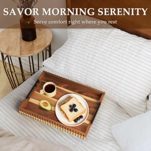 Serving Tray for Coffee Table Decor, 16.7" Decorative Ottoman Tray, Natural - Image 6