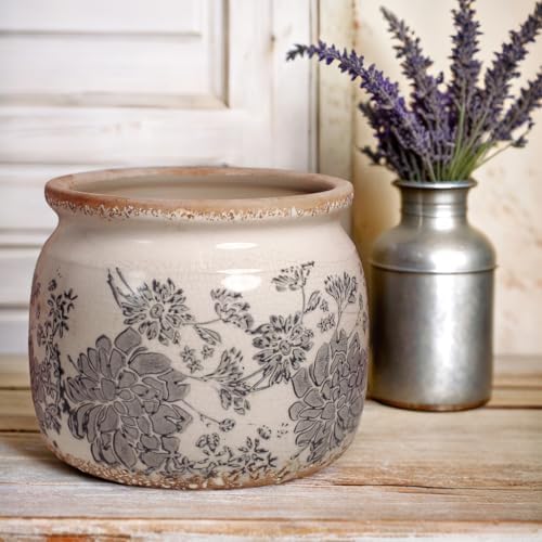 Modern Farmhouse Ceramic Planter & Vase with Drainage for Indoor Plants - Image 6