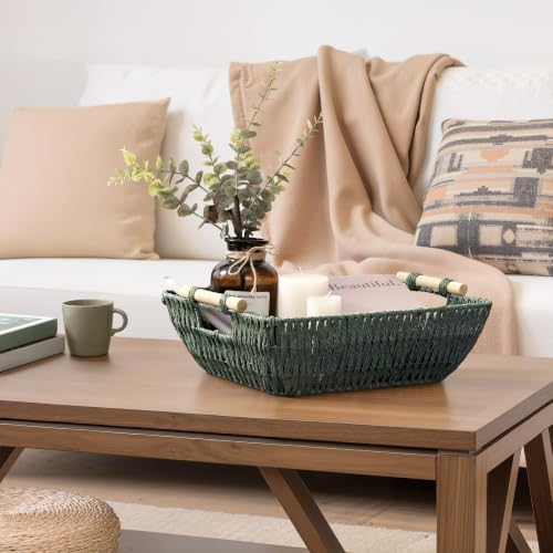 StorageWorks Large Wicker Basket, Woven Basket for Shelves, Bosana Green - Image 6