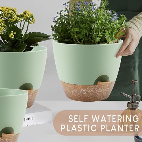 YNNICO Self Watering Plant Pots 10/9/8/7.5/7 inch for Indoor Plants - Image 7
