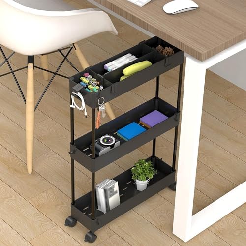 2 Pack 3 Tier Slim Storage Cart, Bathroom Rolling Utility Organizer - Image 7