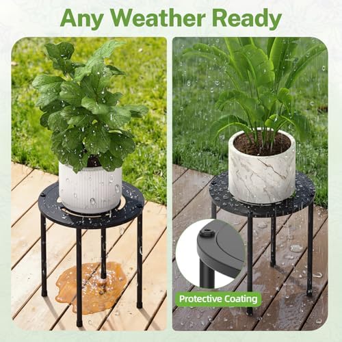 iDavosic.ly 3-Pack Metal Plant Stands with 3 Plant Saucer Tray, 10 In Black - Image 6