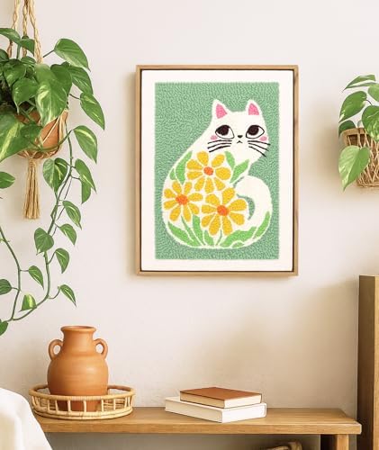 AceList Punch Needle Kit with Wood Frame, Cat Pattern, for Beginners - Image 6