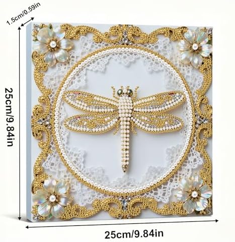 Pearl Art Kits Painting for Adults, DIY Mindfulness Therapy with Framed Canvas and Tools, Beginner Wall Decor-Dragonfly - Image 7