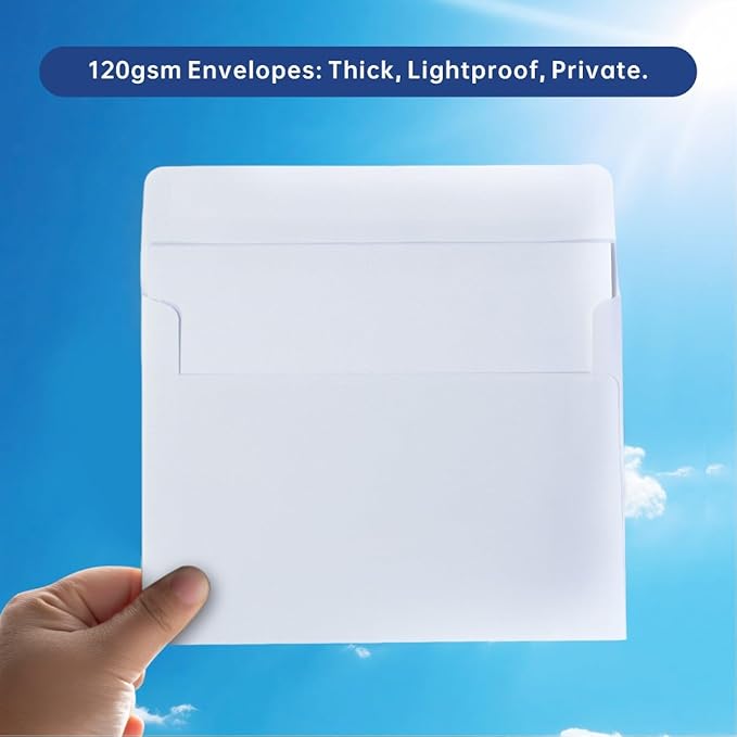 Keketer A7 White Printable 5x7 Envelopes 50 Pack Self - Seal, for 5x7 Cards, Weddings, Invitations, Baby Shower 5.25 x 7.25 Inches