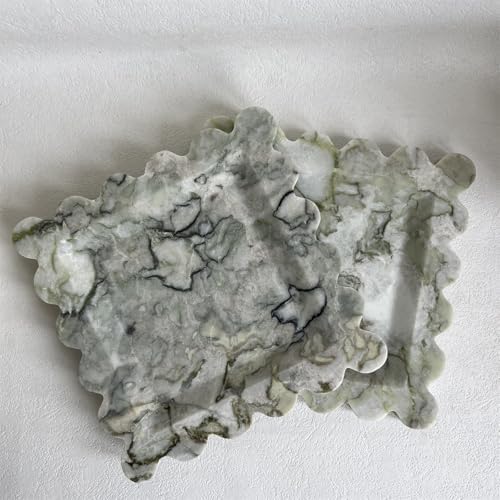 Vintage Natural Marble Tray Small Ornaments Scalloped Tray Handmade Storage Dish for Counter, Vanity, Dresser, Nightstand and Desk (Green Emerald) - Image 6