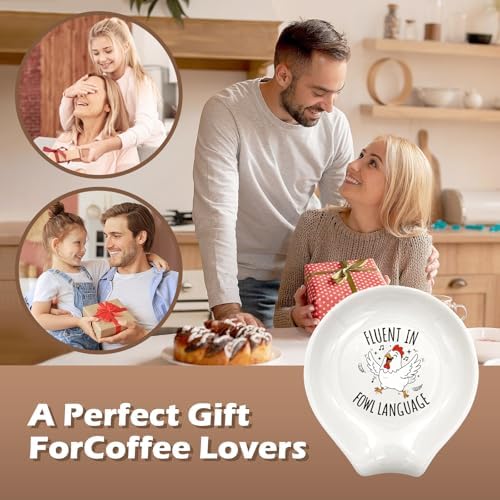 Funny Rooster Coffee Spoon Rest, Ceramic Coffee Spoon Holder for Coffee Lovers Friends Birthday Christmas Housewarming Gift, Cute Small Spoon Rest Kitchen Counter Coffee Bar Station Accessories Decor - Image 7