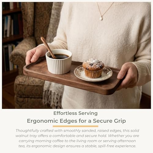 muso wood Walnut Serving Tray Solid Wood Tray, 11.8 x 5 inch - Image 6