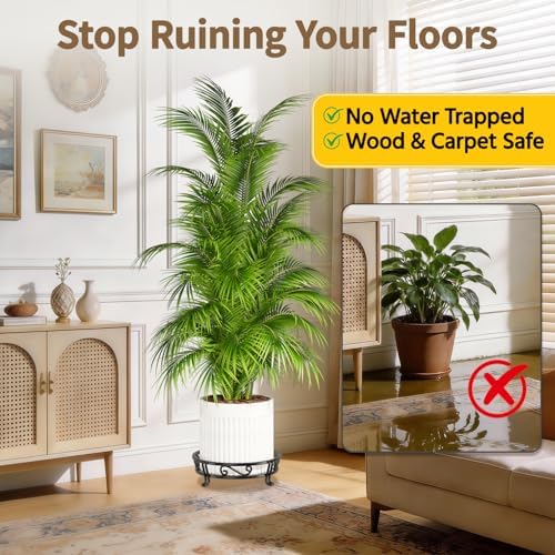 LASZOLA Plant Pot Stand Flower Holder for Outdoor Indoor Corner, 2Pcs Black - Image 6