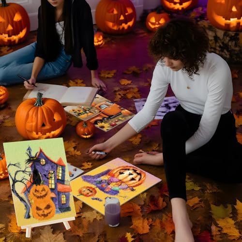 Sherr 12 Pcs Pre Drawn Canvas for Adults,Halloween,8 x 10 Inch - Image 7