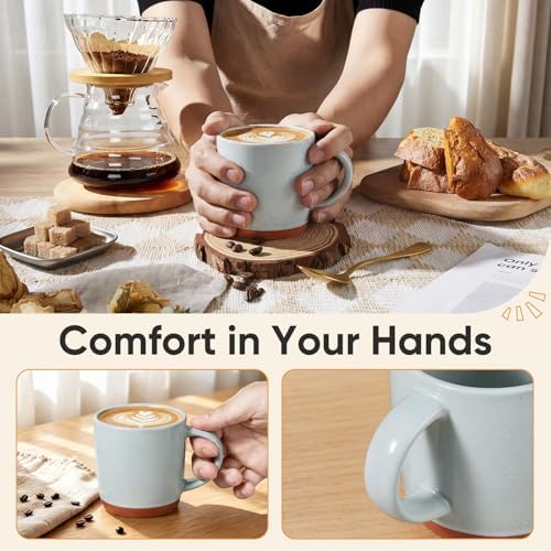 E-far Ceramic Coffee Mug Set of 6, 12oz Modern Coffee Cups, Speckled Gray - Image 6