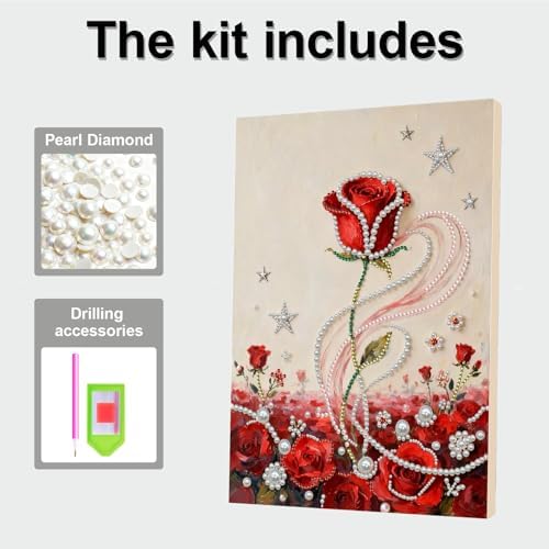 DIY Pearl Painting with Frame, Creative Design, Handmade Stress-Relieving Home Wall Decoration, Includes Frame and Tools-Red Rose-3 - Image 7