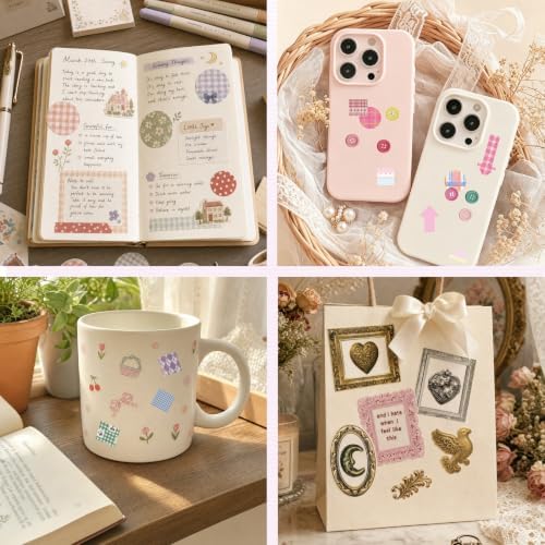 PRSTINCOL Vintage Sticker Book 42 Pages 800 Plus Stickers Mixed Designs - Image 7