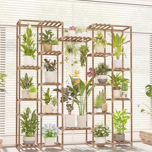 GENTINGBRO Plant Stand Indoor Tall Hanging Plant Shelf 16 Tiers Large Outdoor Plant Rack for Multiple Plants Wood Plant Holder for Living Room Garden Balcony - Image 6