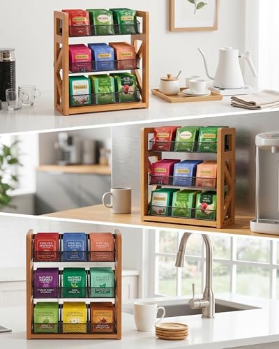 HULISEN Tea Bag Organizer, 3 Tier Tea Bag Holder, Holds Up to 120 Teabags - Image 6